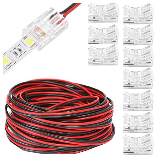 RUNCCI-YUN RGB 3528 2835 2 Pin 8mm LED Lichtverbinder Kit inklusive 20m LED Verlängerungskabel Kabel Lückenlos Stecker für schnelle 8mm LED-Streifen Verbindung mit Draht