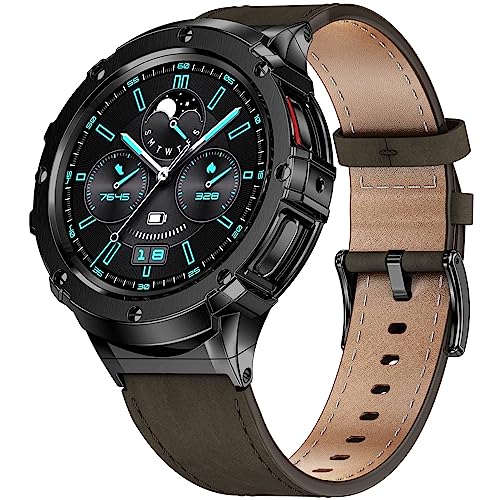 Boîtier acier inoxydable et bracelet cuir pour Galaxy Watch 5 Pro et 4 élégance haut de gamme