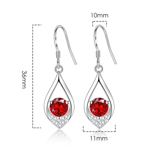 Dangle Plated Silver Nickel Free Earrings For Women Girls Teens Fashion Dangle Tear Drop Sparkly Crystal Earrings For Women Girls Teens (Water-Drop-Red) #TOP5