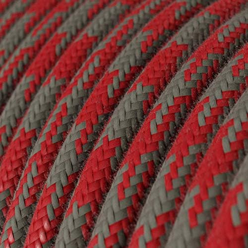 CA Creative Cables Red & Gray Cotton Houndstooth Covered Round Electric Cable - RP28-150ft, 3 x 18 AWG