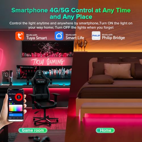 Tira de LED COB verde, alta densidad, 480 LEDs/m, control Zigbee 3.0 miniatura 5