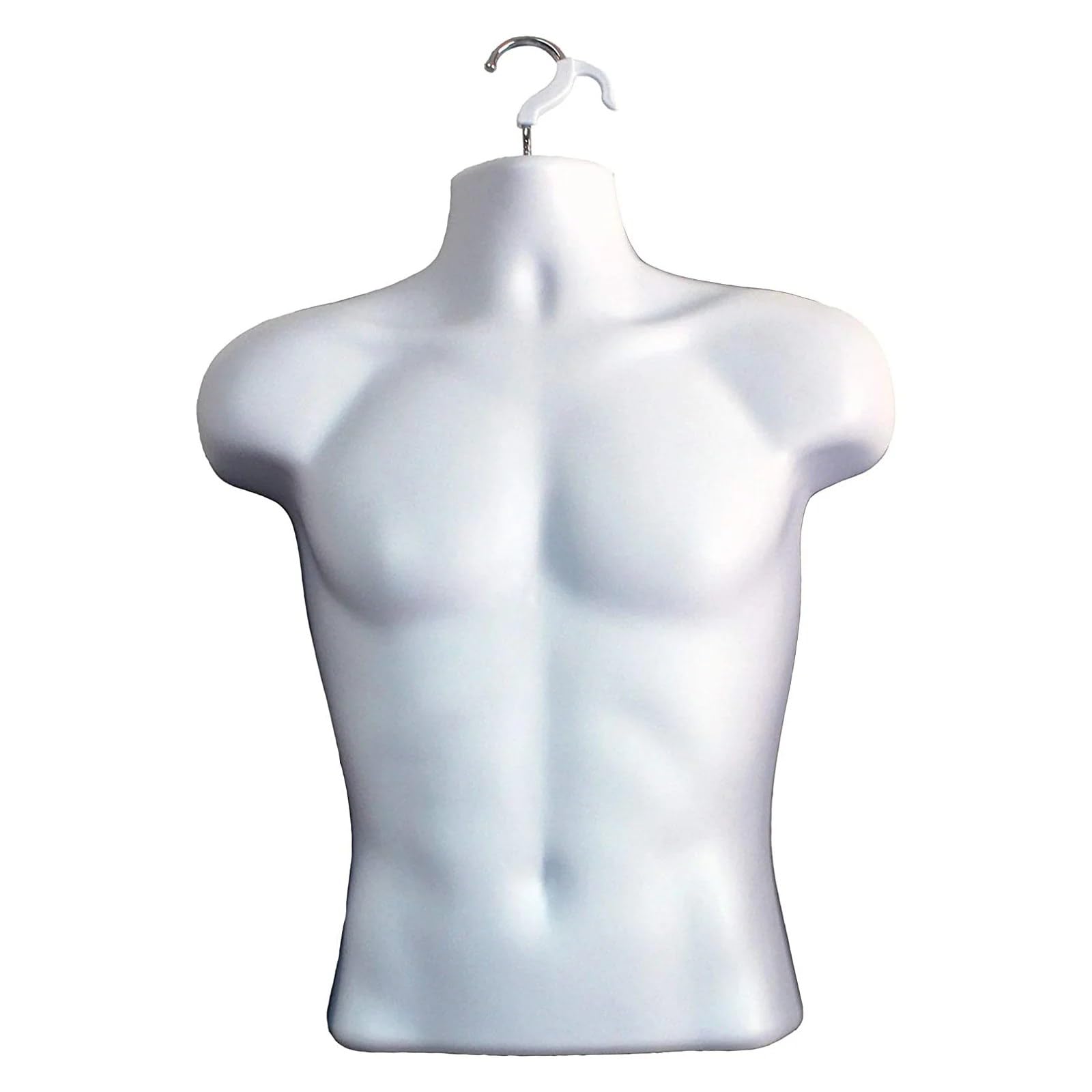 Display Guru Male Hanging Mannequin Half Body Form 3 Quarter Bust Shop Display (White)