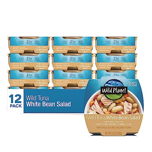 Image of Wild Planet Ready-To-Eat Wild Tuna White Bean Salad, 5.6 Oz, Pack of 12