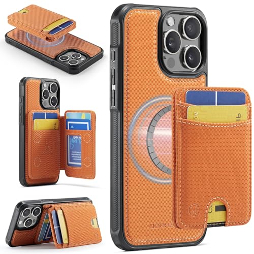owlhold for iPhone 15 Pro 6.1" Card Holder Wallet Case, Orange
