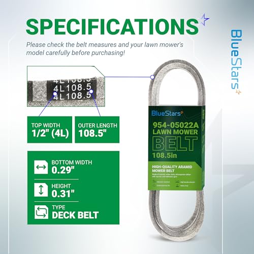 Image of BlueStars 954-05022A Deck Belt | Aramid Cord | 1 /2 x 108.5