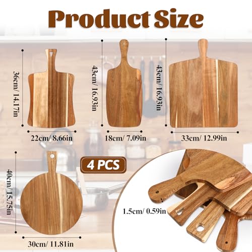 Juego de 4 Tablas de Cortar de Madera de Acacia con Mango miniatura 2
