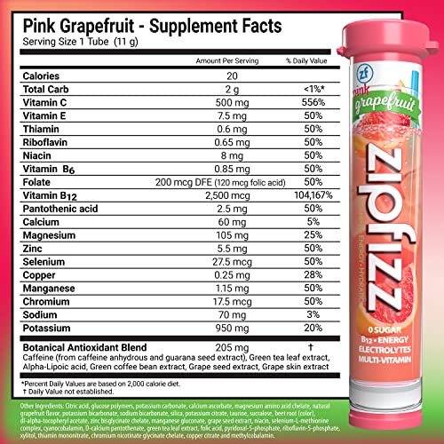 Image of Zipfizz Energy Drink Mix, Electrolyte Hydration Powder with B12 and Multi Vitamin, Pink Grapefruit, 20 Count (Pack of 2)