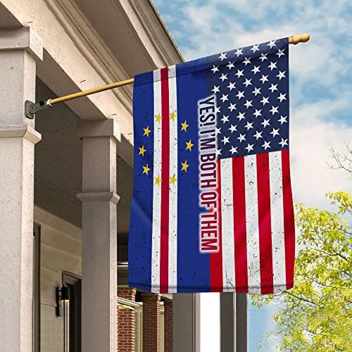 ICONDENIM American Half Cape Verde Flag Cape Verdean Friendship U.S.A My Home My Blood House Flag (29.5" x 39.5") - USA Flags Premium Polyester-Decorative Indoor/Outdoor Flag