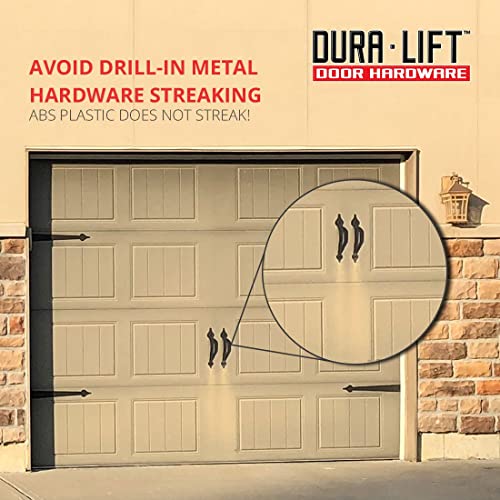 Dura-Lift Ultra-Life Magnetic Decorative Carriage-Style Garage Door Accent Trim Hardware, (Four 16" Hinges, Two 12" Handles) #TOP3