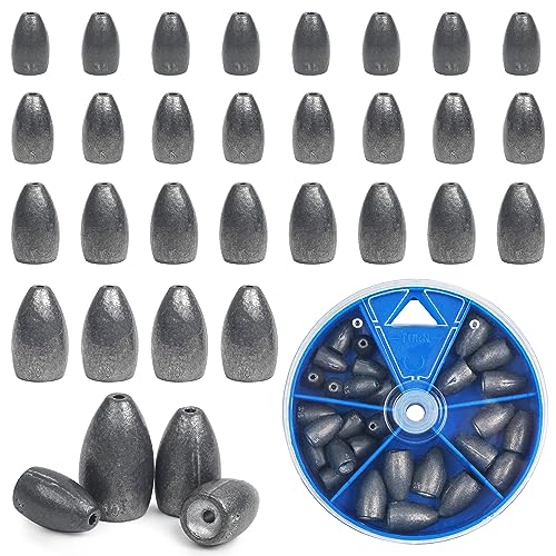 Fishing Weight Sinkers 29PCS Worm Weights Bullet Fishing Sinkers Flipping Fishing Weights for Bass Fishing Texas Rigs Freshwater Saltwater