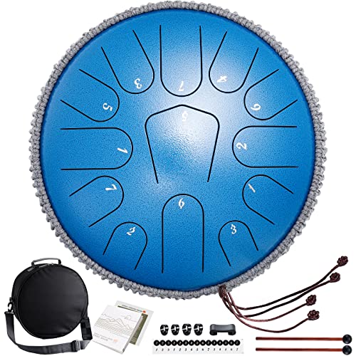 Lronbird Steel Tongue Drum,12 Inch 13 Note Steel Drums, Concert Percussion Instrument With Travel Bag Music Book Mallets For Adults Meditation Yoga Chakra Healing, Unique Gifts, C Major (Sea Blue) #TOP6