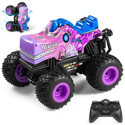 DYODYORC Remote Control Car, 2.4Ghz All Terrain Monster Truck, RC Truck with Music, 3 Lighting Effects, 360 Stunt Capable, 2 Batteries Ready to Run, Toy Gifts for Boys and Girls (Pink) DYODYORC Remote Control Car, 2.4Ghz All Terrain Monster Truck, RC Truck with Music, 3 Lighting Effects, 360 Stunt Capable, 2 Batteries Ready to Run, Toy Gifts for Boys and Girls (Pink)