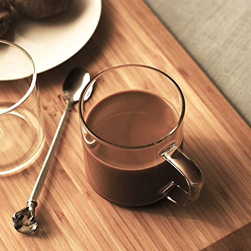 Luxu Glass Coffee Mugs Set Of 4,Large Wide Mouth Mocha Hot Beverage Mugs (14Oz),Clear Espresso Cups With Handle,Lead-Free Drinking Glassware,Perfect For Latte,Cappuccino,Hot Chocolate,Tea And Juice #TOP3
