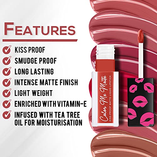 Image of Jaquline USA Color Me Matte Long Lasting liquid Lipstick enriched with vitamin E & tea tree oil (Spice Orange-5 ml) (Pack of 2)