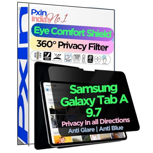Image of PxIn Tablet Privacy Screen Guard compatible with Samsung Galaxy Tab A 9.7 | No.1 | Anti Glare | Anti Blue Light | Anti UV | 4 Way Privacy Filter | 360 Privacy | Eye Protect