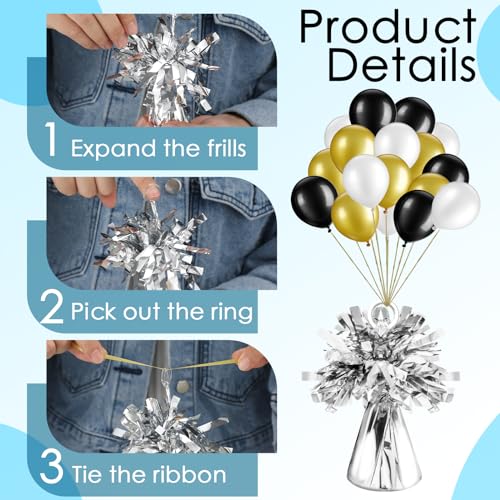 Shappy 60 Pcs Metallic Balloon Weights bulk Heavy Solid Anchor Balloon Holder Weights 5.3 oz Foil Table Centerpiece DIY Decor for Birthday Baby Shower Wedding Party Festival Decorations(Silver Color) by Shappy - Image 4