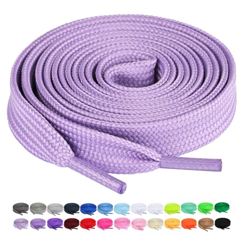 Image of Booyckiy 2 Pairs 2 /5 inch Flat Shoe Laces for Sneakers 31 Colors Shoelaces in 27 inch-72 inch