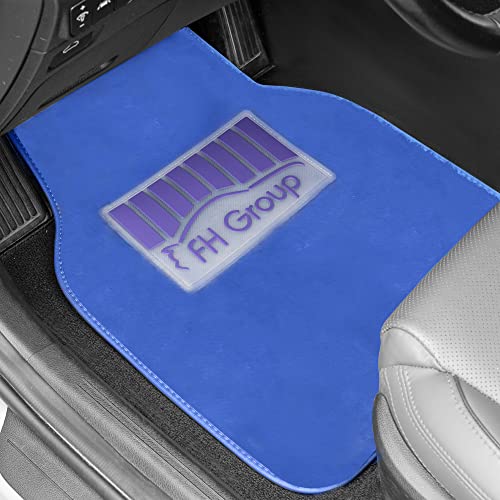 Image of FH Group Universal Fit Full Set Doe16 Faux Rabbit Fur Automotive Floor Mats Fits Most Cars, SUVs, Trucks and Vans Blue