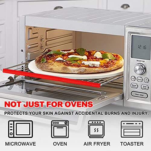 LeeYean Oven Guards for Racks - 4 Pack Heat Resistant Silicone Rack Protectors Shields, Protect Against Burns and Scars, Kitchen Gadgets & Accessories 14 Inches Long (Red)