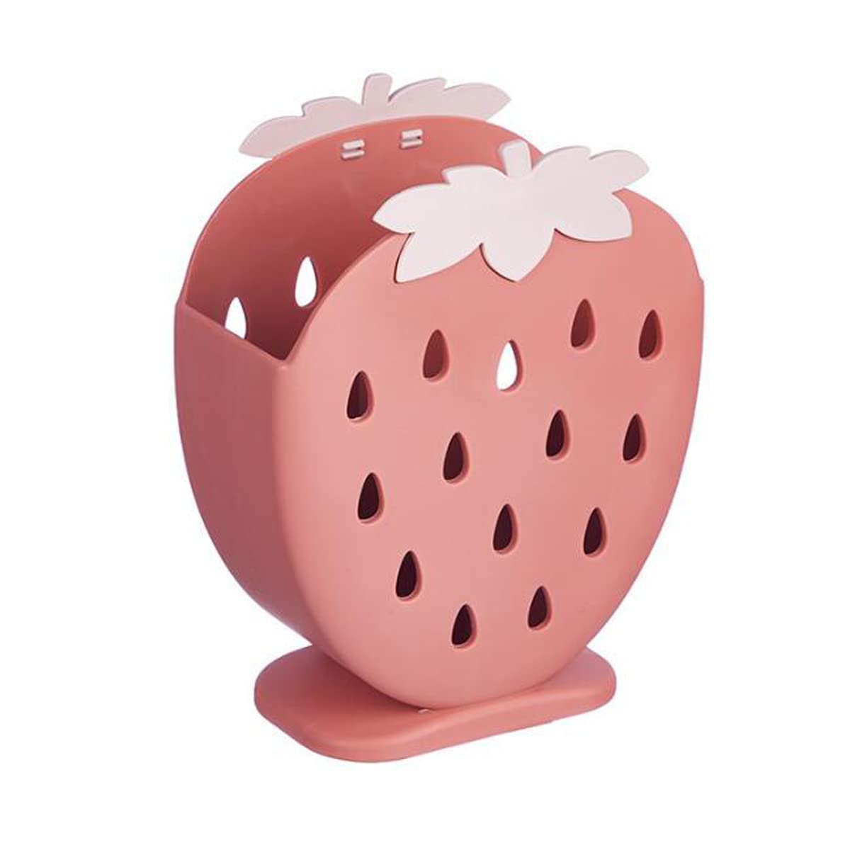 Hoshen Red Household Tableware /Kitchenware Storage Cage, Kitchen Standing Chopstick Cage, Double-Compartment Drain Chopstick Cage，Strawberry Shape，