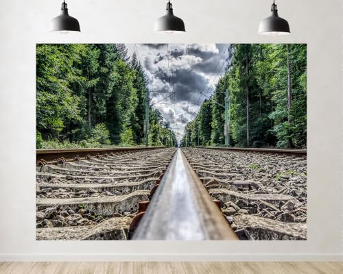 Trykid 6x6ft Forest Railway Track Backdrop Gravel Sleeper Wire Wild
