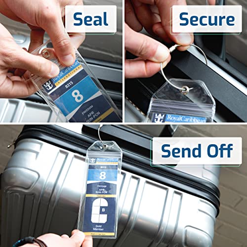 Image of 4 Pack Cruise Luggage Tag Holders for Royal Caribbean Ships + 2 ID Holders