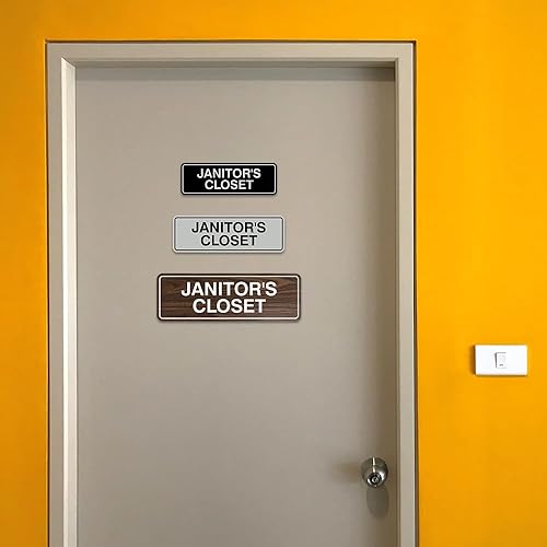 Miniatura 6 de Signs ByLITA Letrero estándar de JANITOR'S CLOSET con cinta adhesiva, se monta en cualquier superficie, resistente a la intemperie, uso en