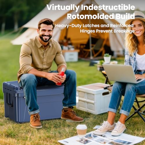 Image of Rotomolded Hard Cooler, Portable Small Ice Chest with 3-Inch Insulation, Heavy-Duty Beach Cooler for Camping, Fishing, Boating, Picnic, BBQ, Travel