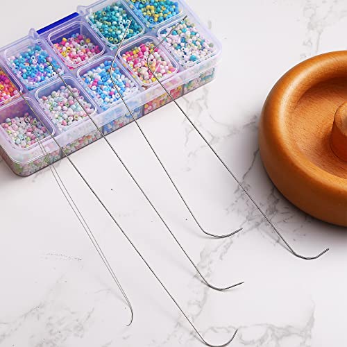 Juinte 6 Sizes Large Eye Curved Beading Needles, Stainless Bead Needle For Bead Spinner, Bead Spinner Needles For Waist Beads Bracelet Necklace Making (6 Pcs) #TOP6