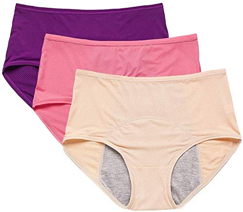 Q&M Mujeres Menstrual Periodo Bragas Transpirable Algodón Posparto Incontinencia Prueba de Fugas Ropa Interior Posparto Sangrado,5XL