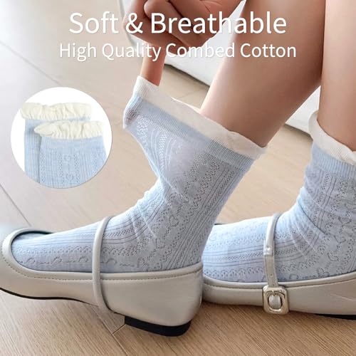 Image of Women's Cute Crew Socks, Casual Athletic Cotton Bowknot Cherry Calf Novelty Socks for Women