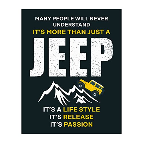 Jeep- It's A Lifestyle- Release- Passion- Rustic Outdoors Wall Art Decor, Retro Off Roads Mountain Wall Art Print, For Home Decor, Garage Decor, & Lake Decor. Great Gift for Jeep Lovers! Unframed-8x10