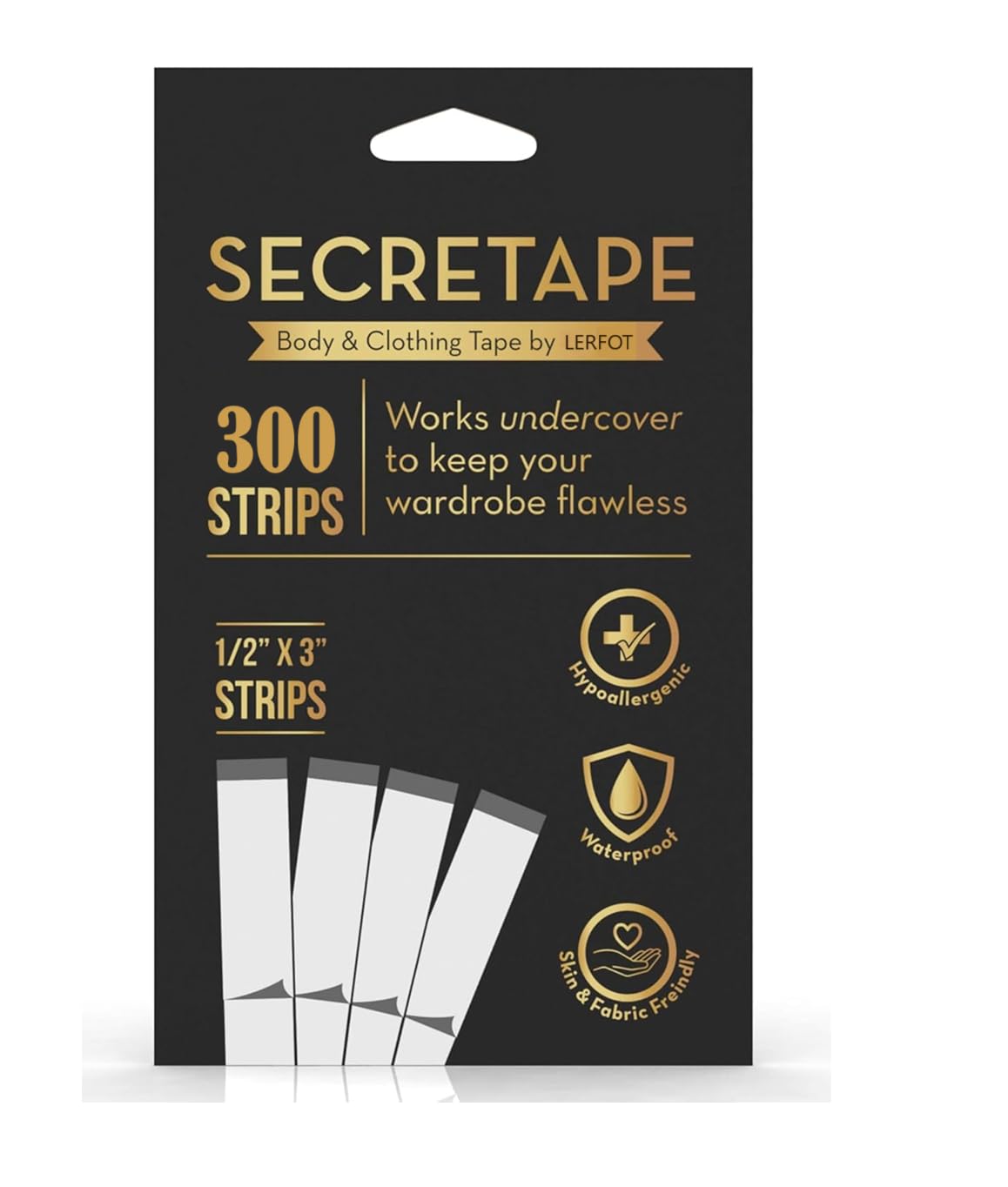 LERFOT Womens Clear Double Sided Fashion Body Tape for Clothing and Body (50 Strips)- Strong Adhesive for All Skin Tones and Fabric