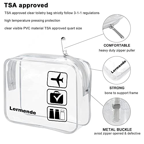 Image of 2pcs /pack Lermende Clear Toiletry Bag TSA Approved Travel Carry On Airport Airline Compliant Bag Quart Sized 3-1-1 Kit Luggage Pouch (Black Clear)