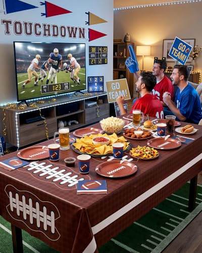 Image of Pureegg 20 Pack Football Plastic Table Cloth Disposable 54x108 Inch