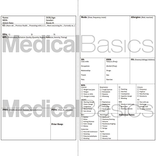 H&P Notebook (Large Print) - Medical History and Physical Notebook, 50 Medical templates with Perforations