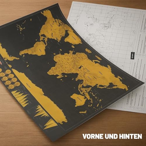 Premium Scratch Map Mit Stylischem Schwarz-Gold-Design, Weltkarte Zum Rubbeln, Inklusive Praktischer Aufbewahrungsbox, Weltkarte Zum Pinnen, Ideal Für Reiseliebhaber Und Als Dekoratives Wandposter