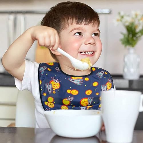 Miniatura 2 de Baberos para bebé impermeables, babero para niños pequeños - Babero de alimentación con bolsillo para bebé niño niña lavable 6-36M