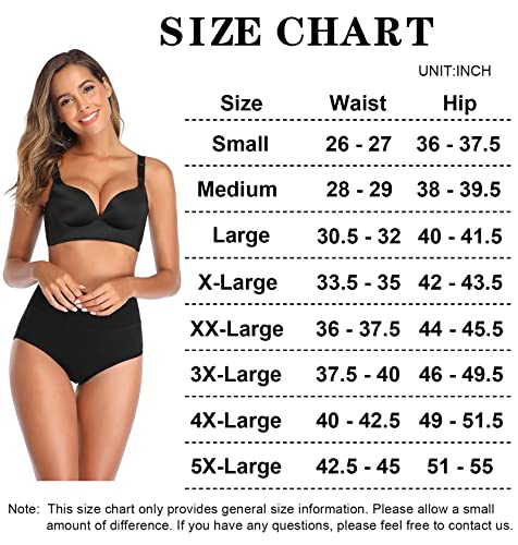 Qovoq Women's High Waist Cotton Underwear Stretch Briefs Soft Comfy Ladies Panties Multipack Black #TOP1