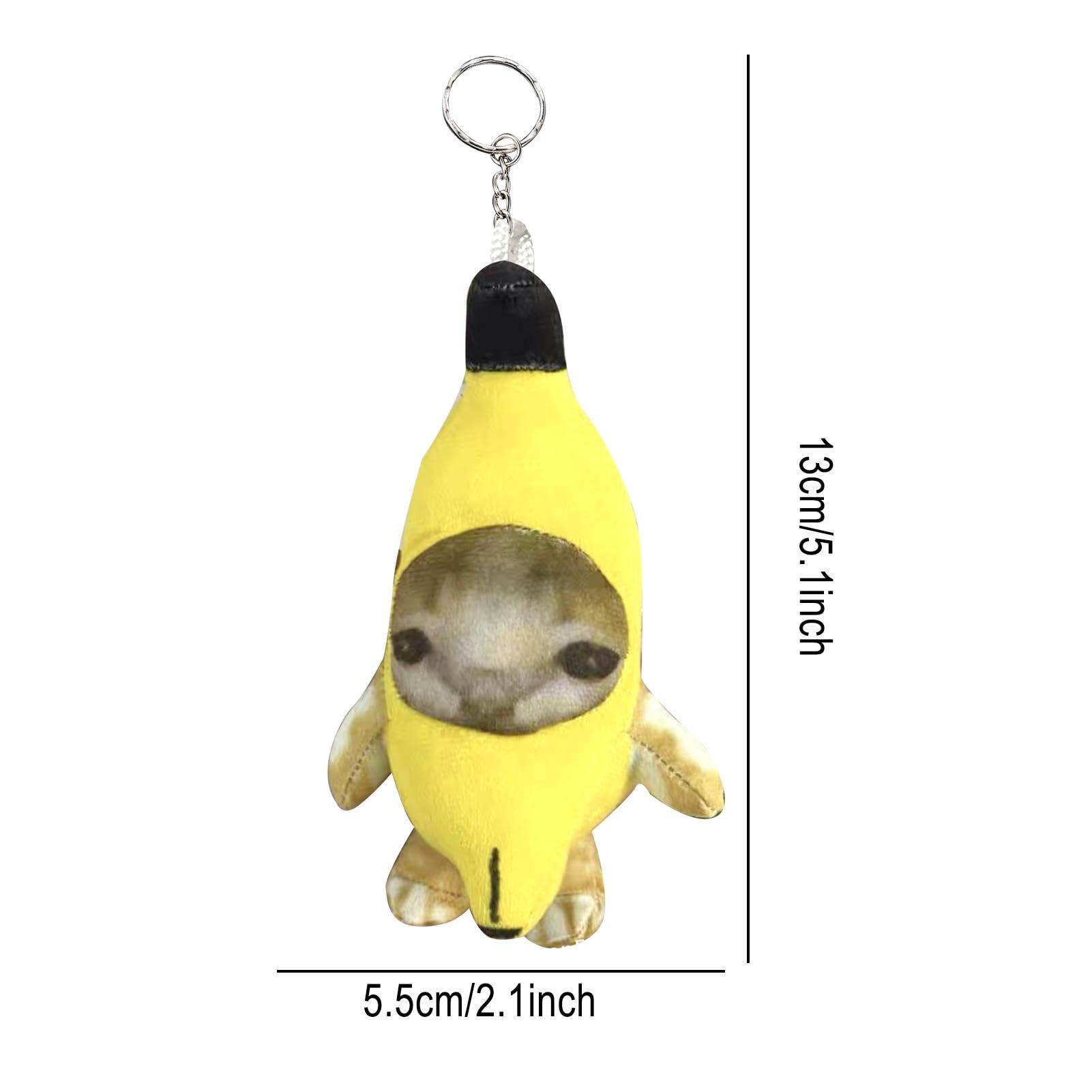 Amazon.co.jp: 音を出すバナナ猫の泣き猫キーホルダー - 面白いバナナ