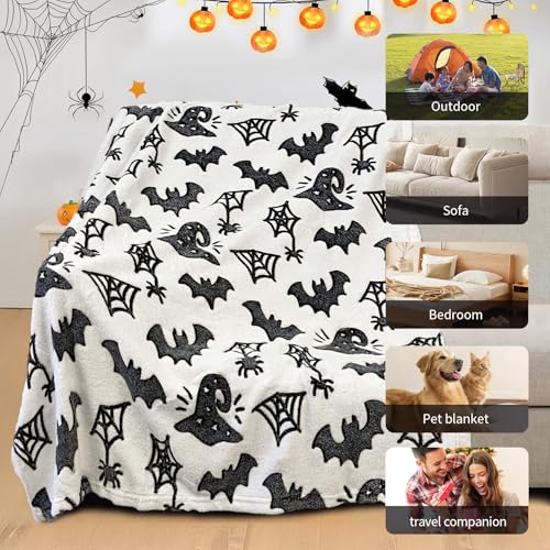 Image of TEHALK Cute Bat Halloween Blanket for Couch, Spooky Blanket for Boys /Girls /Kids /Teens /Women /Men 40 inchx 60 inch