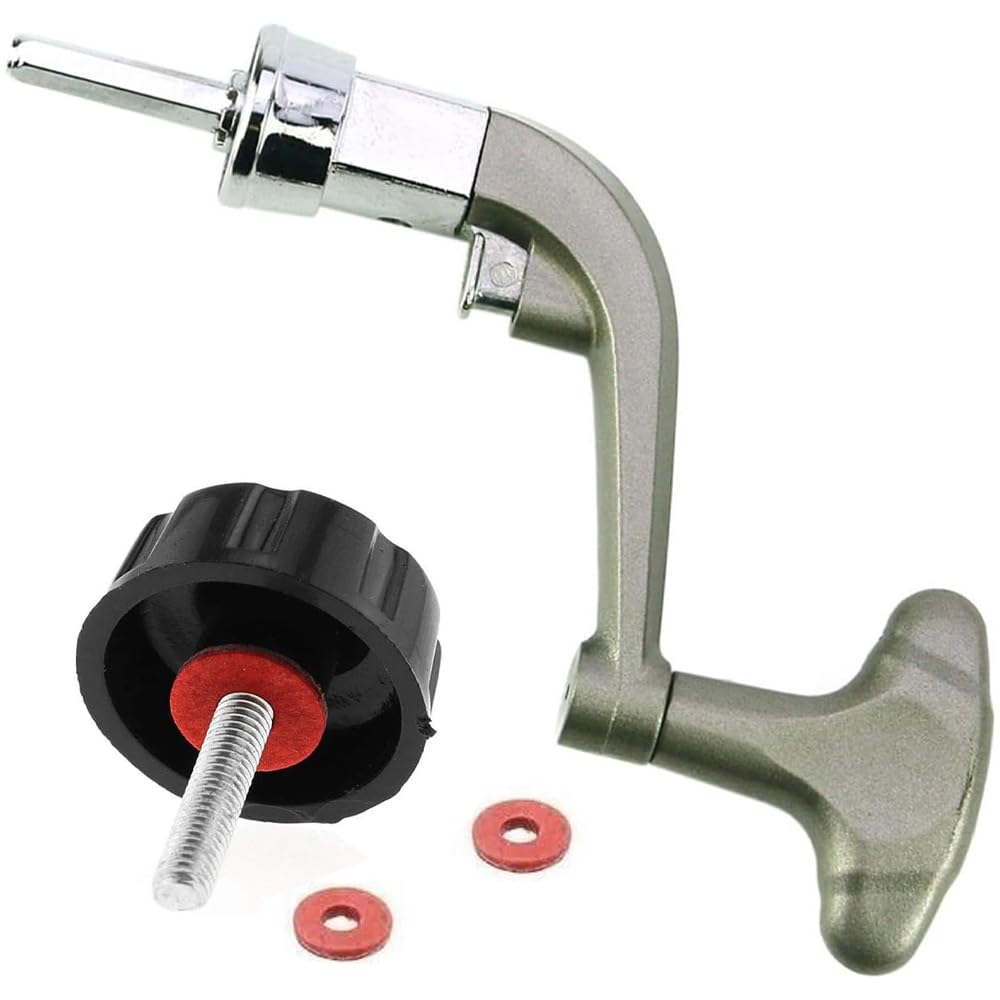 Fishing Reel Handle Replacement Kit, T-Bar Grip with Threaded Knob, Silver and Black-image-1