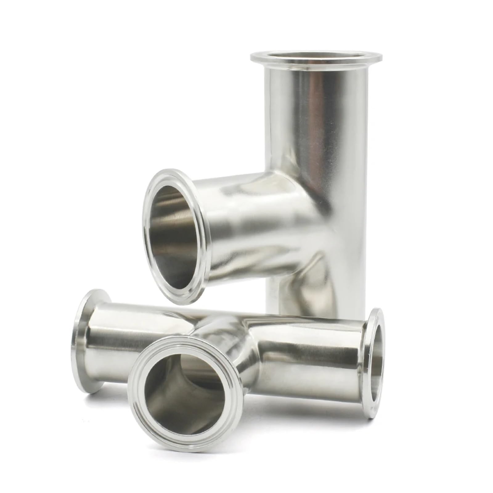 Tubería de acero inoxidable 316L con diámetro exterior de 19-76 mm, manguito en T de 50,5-119 mm, abrazadera triple de 1,5-3 pulgadas instalada.(63mm Ferrule 77.5)