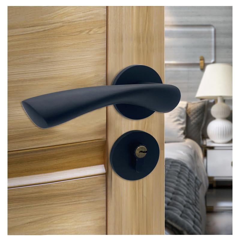 Serrure de porte interieure moderne silencieuse alumine noire - 3