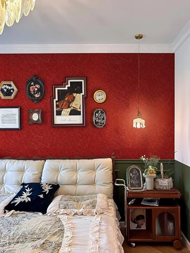 Papel de contacto extraíble rojo para renovar paredes sin dañar 5