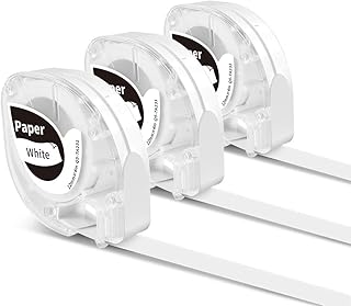 3X Phomemo P12 Thermal Label Paper Original 12mm x 4m Black on White Self-Adhesive Economic Label Paper for Phomemo P12& P12-Pro Label Printer & as Replacement for Dymo LetraTag LT100H