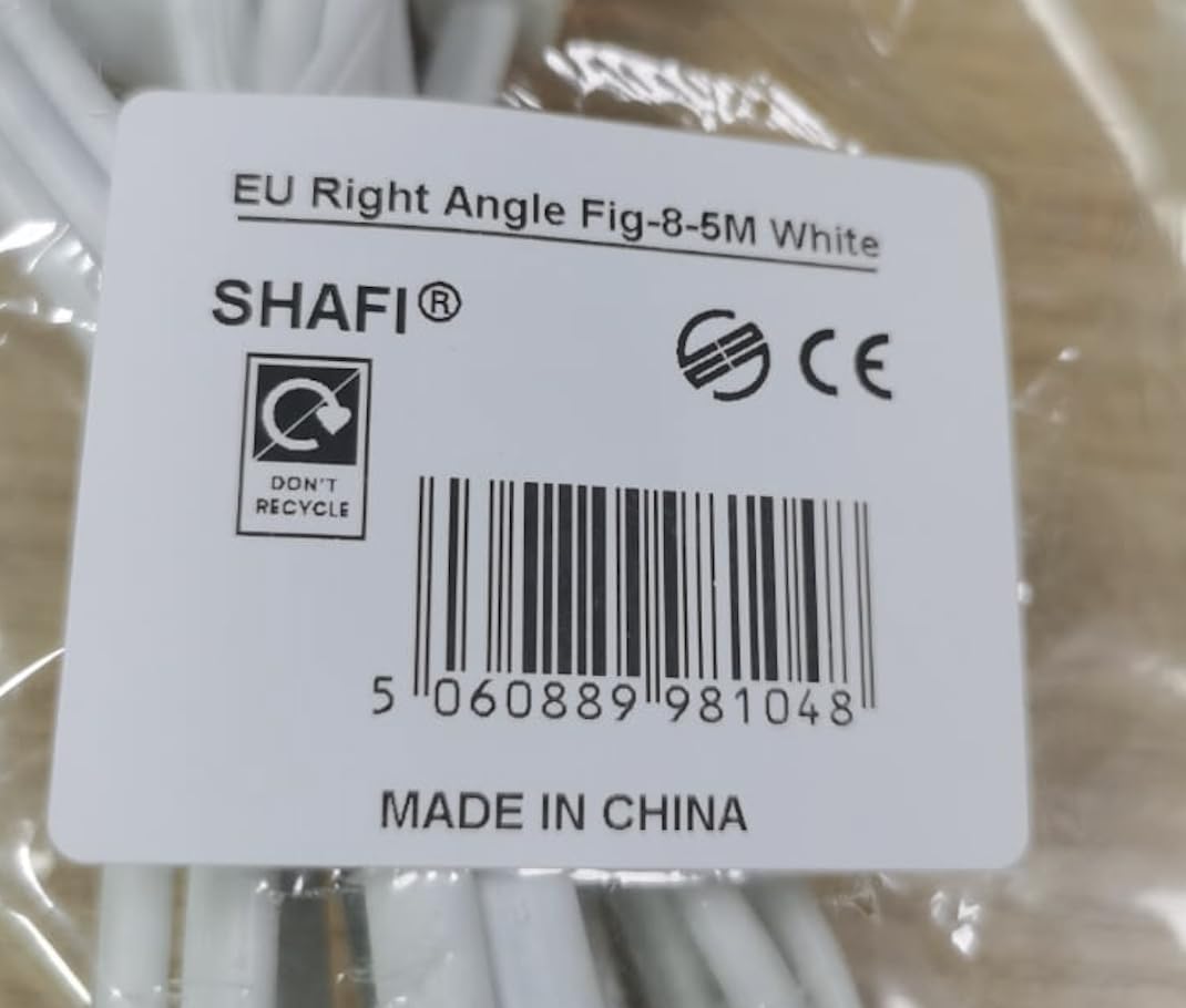 Cavo Di Alimentazione 5M IEC C7 - Angolo Retto 90&deg; Per TV, Console E Elettronica