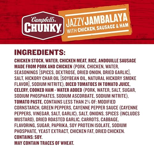 Image of Campbell's Chunky Soup, Jazzy Jambalaya with Chicken, Sausage and Ham, 18.6 oz Can (Case of 12)