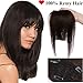 Produktbild Clip in Pony Extensions Echhaar Haarteil 100% Real Haar mit Seite Tempel glatt Dunkelbraun#2