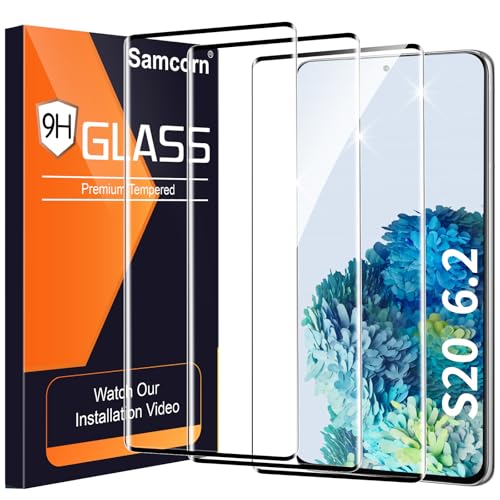 3 Pack Galaxy S20 Screen Protector HD Clear Tempered Glass Fingerprint Unlock 3D Curved Scratch Resistant No Bubble for Samsung Galaxy S20 5G Glass Screen Protector